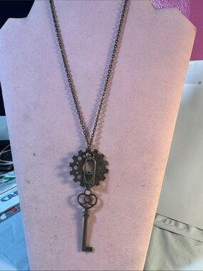 Hand Crafted bronze-tone steampunk key REARVIEW Mirror Charm